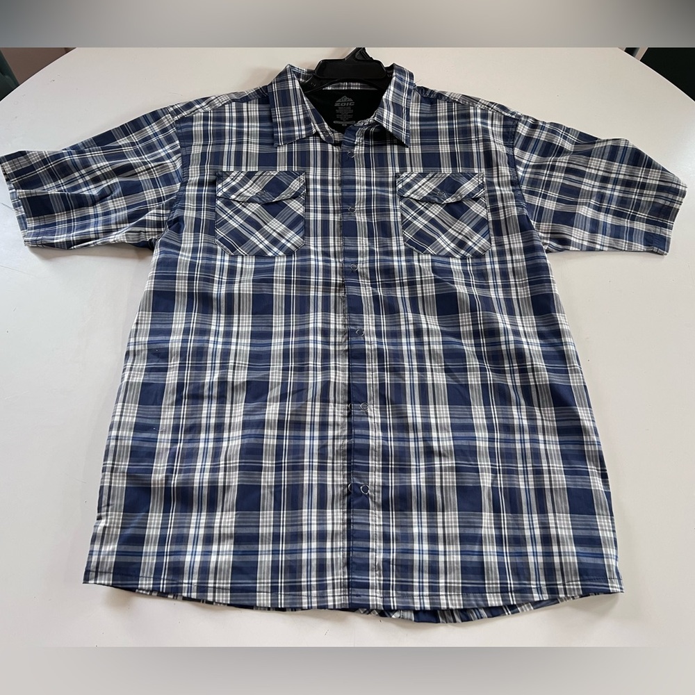 Zoic Blue Plaid Shirt, sz L